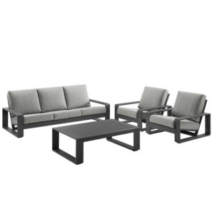 Lirienne 4-Piece Outdoor Patio Aluminum Furniture Set in Light Gray by Modway