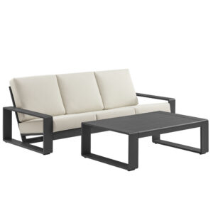 Lirienne 2-Piece Outdoor Patio Aluminum Furniture Set in Cream Gray by Modway