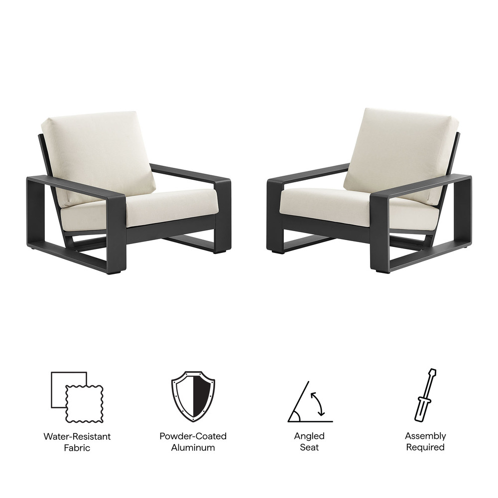 Lirienne Outdoor Patio Aluminum Faux Wood Armchairs Set of 2 in Cream by Modway - Image 2
