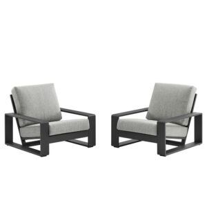 Lirienne Outdoor Patio Aluminum Faux Wood Armchairs Set of 2 in Light Gray by Modway