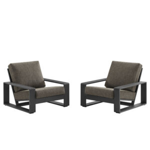 Lirienne Outdoor Patio Aluminum Faux Wood Armchairs Set of 2 in Smoke by Modway