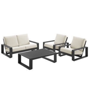 Lirienne 4-Piece Outdoor Patio Aluminum Furniture Set in Cream Gray by Modway