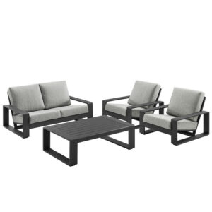 Lirienne 4-Piece Outdoor Patio Aluminum Furniture Set in Light Gray by Modway