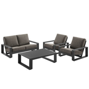 Lirienne 4-Piece Outdoor Patio Aluminum Furniture Set in Smoke by Modway