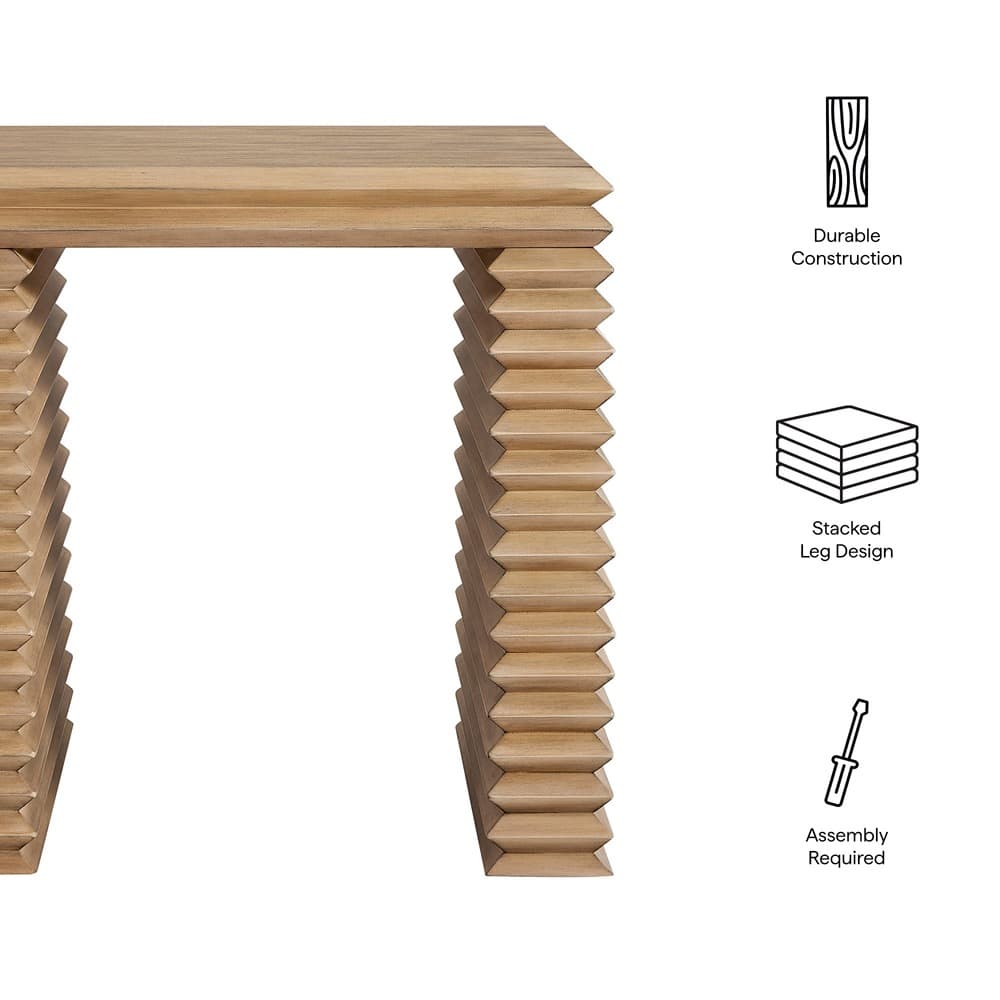 Canto Square 24" Stacked Design End Table in Weathered Oak by Modway - Image 2