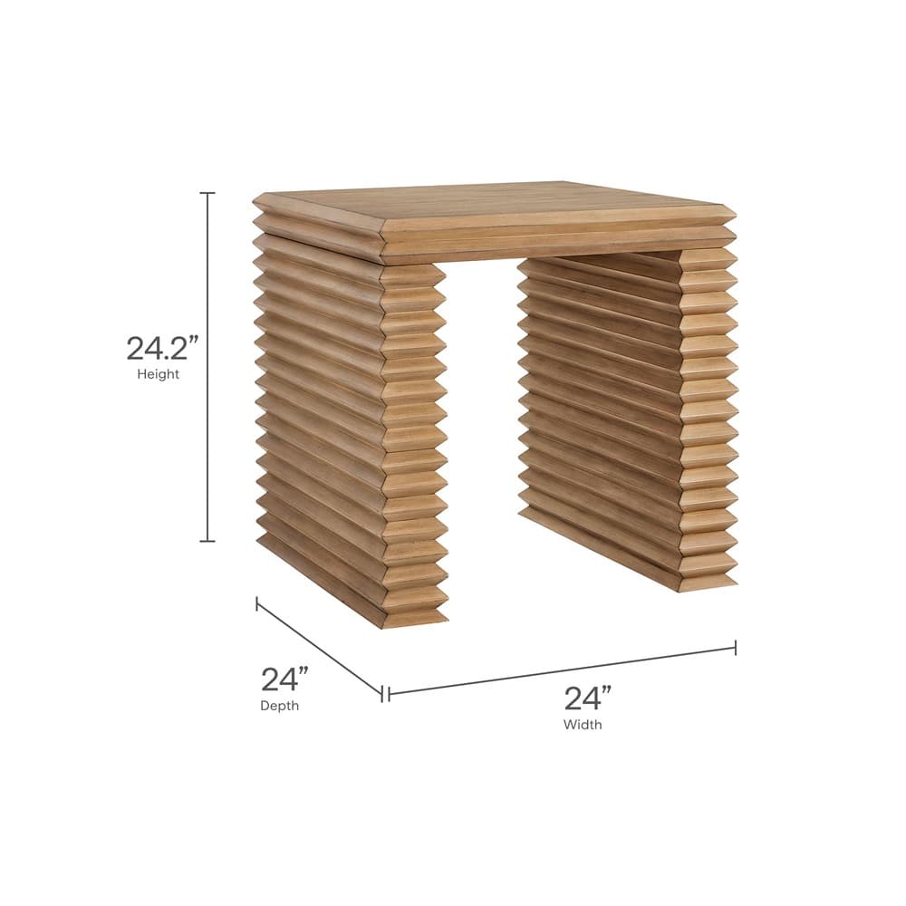 Canto Square 24" Stacked Design End Table in Weathered Oak by Modway - Image 3