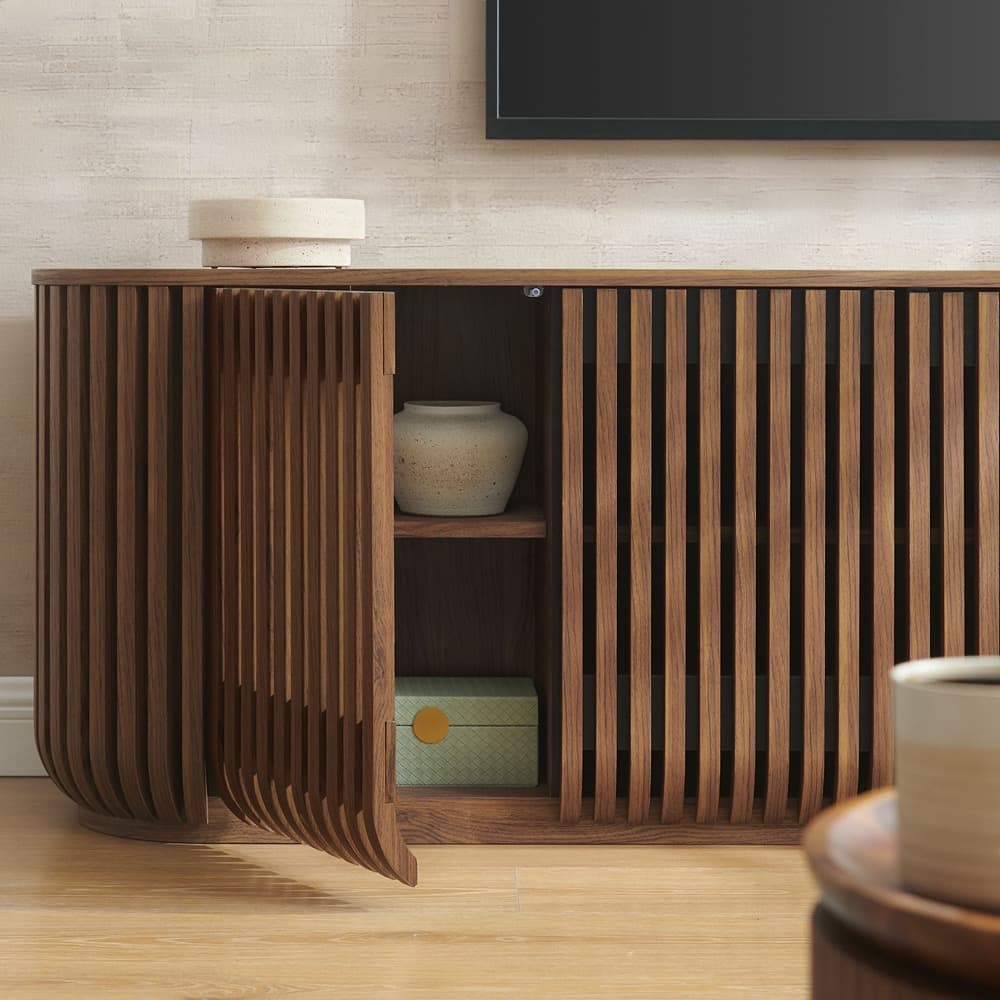 Fortitude 75" Curved Sideboard Storage Cabinet in Walnut by Modway - Image 10
