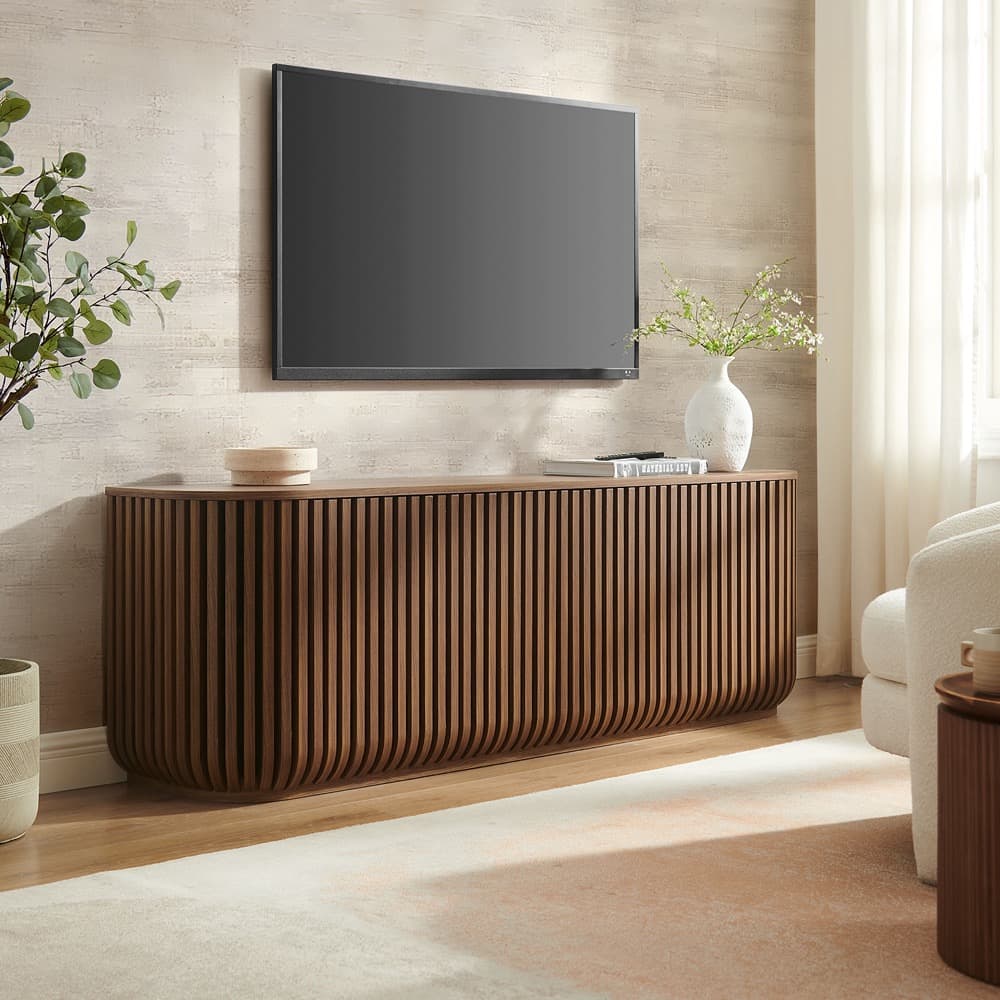 Fortitude 75" Curved Sideboard Storage Cabinet in Walnut by Modway - Image 8