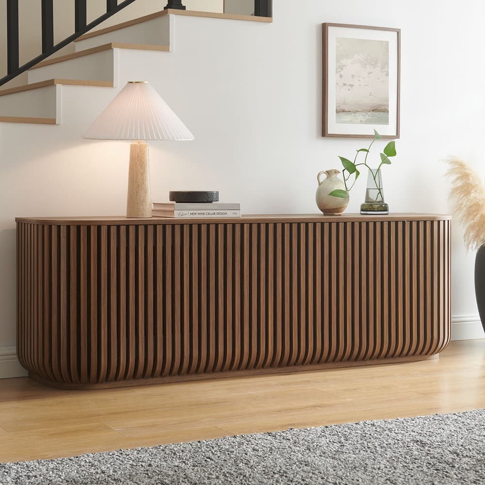 Fortitude 75" Curved Sideboard Storage Cabinet in Walnut by Modway - Image 9