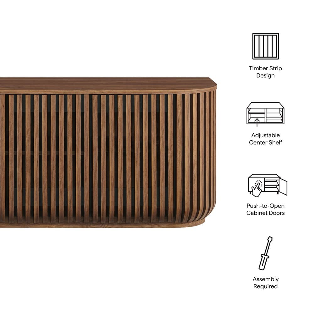 Fortitude 75" Curved Sideboard Storage Cabinet in Walnut by Modway - Image 2