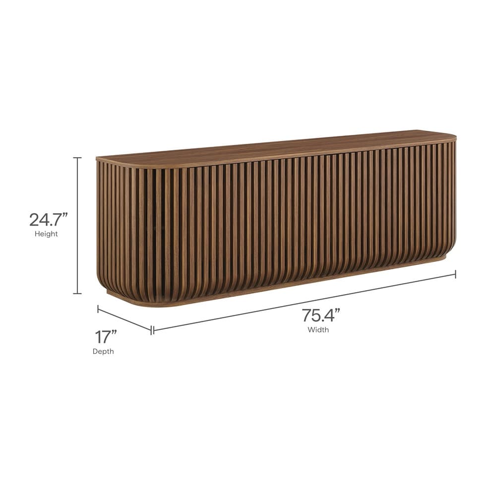 Fortitude 75" Curved Sideboard Storage Cabinet in Walnut by Modway - Image 3