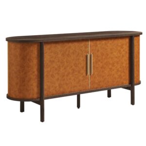 Coralie Curved Vegan Leather Oval Sideboard by Modway in Walnut Tan by Modway