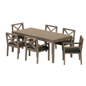 Northlake 7-Piece Outdoor Patio Teak Wood Dining Set in Flint Gray by Modway