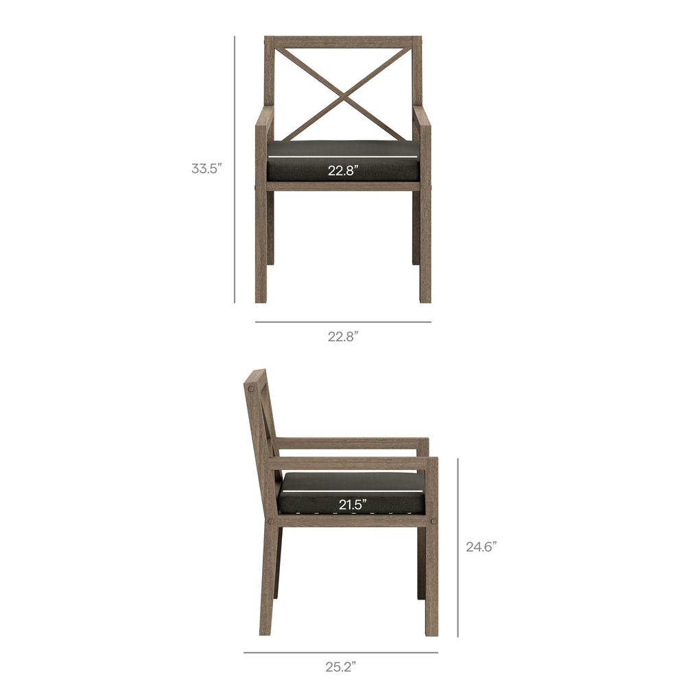 Northlake 7-Piece Outdoor Patio Teak Wood Dining Set in Flint Gray by Modway - Image 3