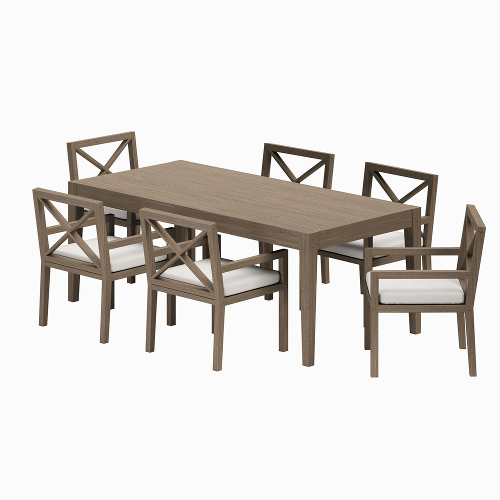 Northlake 7-Piece Outdoor Patio Teak Wood Dining Set in Weathered Gray by Modway - Image 5