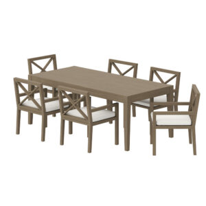 Northlake 7-Piece Outdoor Patio Teak Wood Dining Set in Weathered Gray by Modway