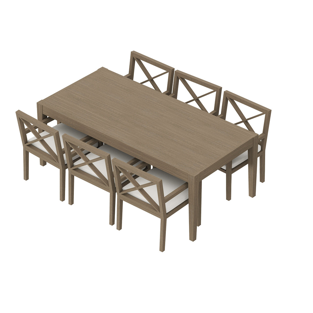 Northlake 7-Piece Outdoor Patio Teak Wood Dining Set in Weathered Gray by Modway - Image 6