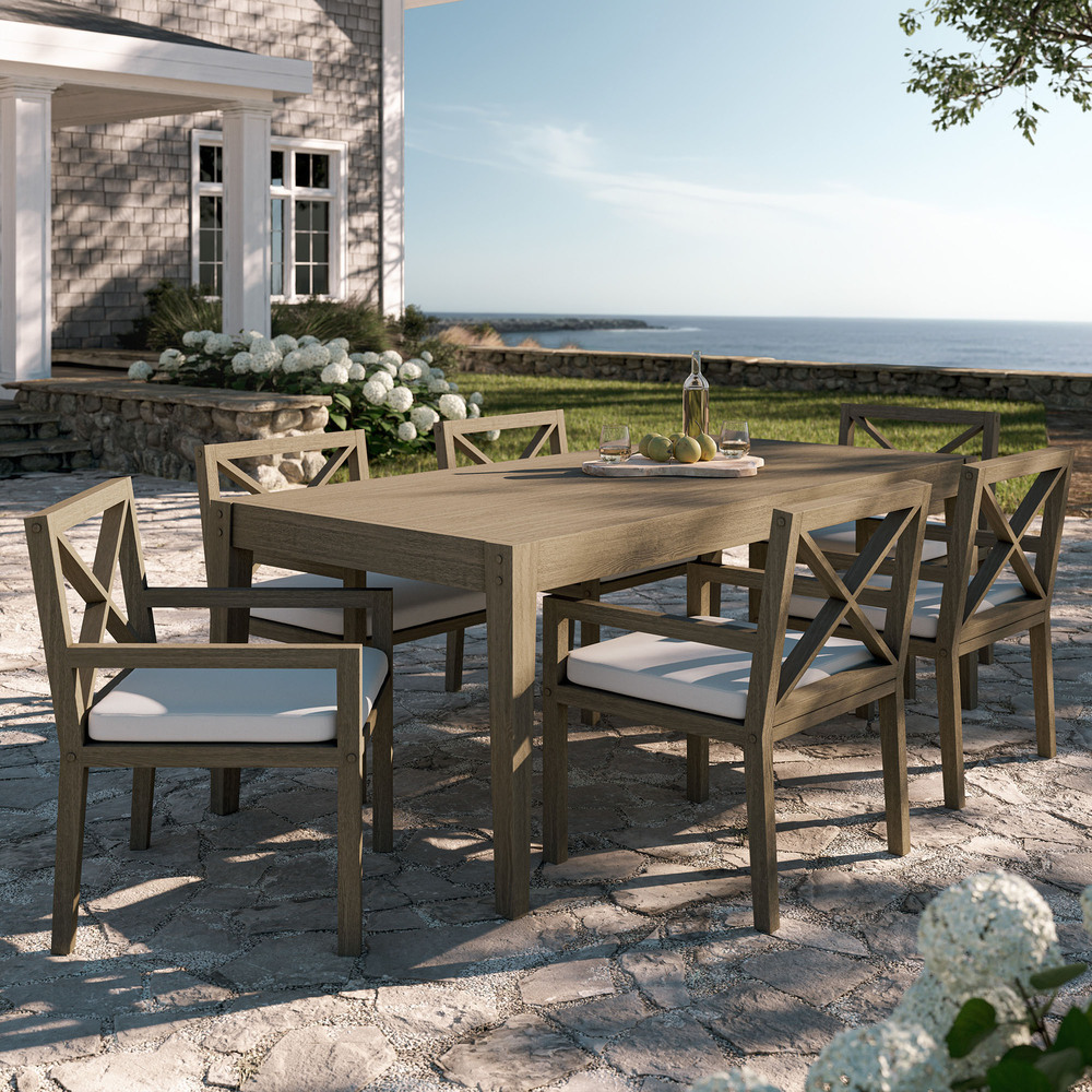 Northlake 7-Piece Outdoor Patio Teak Wood Dining Set in Weathered Gray by Modway - Image 11
