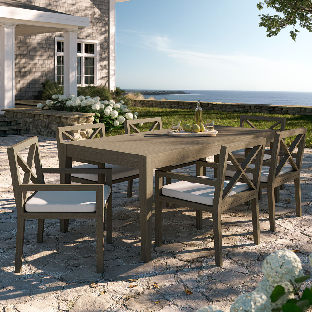 Northlake 7-Piece Outdoor Patio Teak Wood Dining Set in Weathered Gray by Modway - Image 8