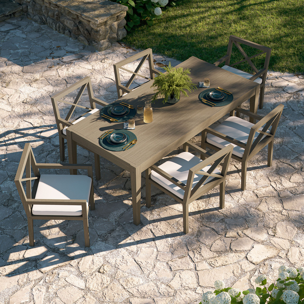 Northlake 7-Piece Outdoor Patio Teak Wood Dining Set in Weathered Gray by Modway - Image 9