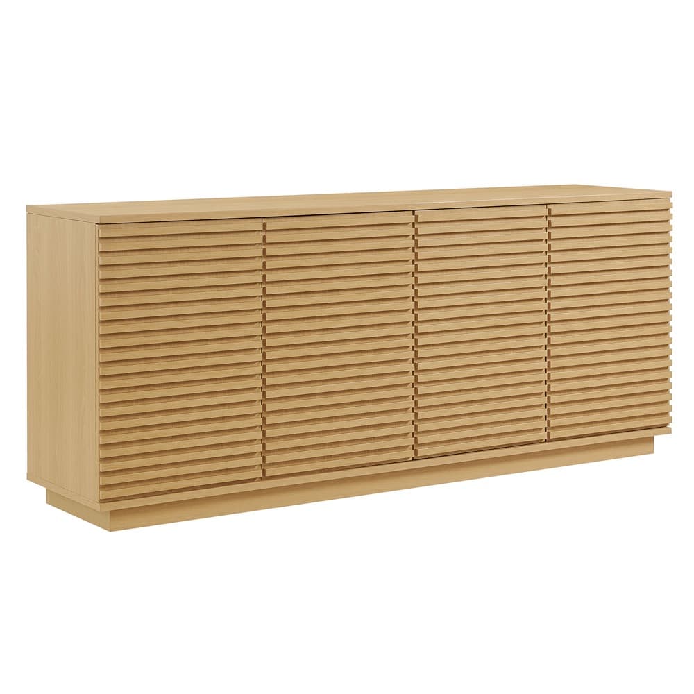 Render 4-Door Fluted Sideboard Cabinet TV Stand in Oak by Modway