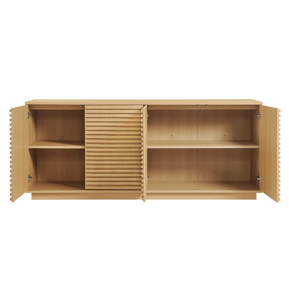 Render 4-Door Fluted Sideboard Cabinet TV Stand in Oak by Modway - Image 6