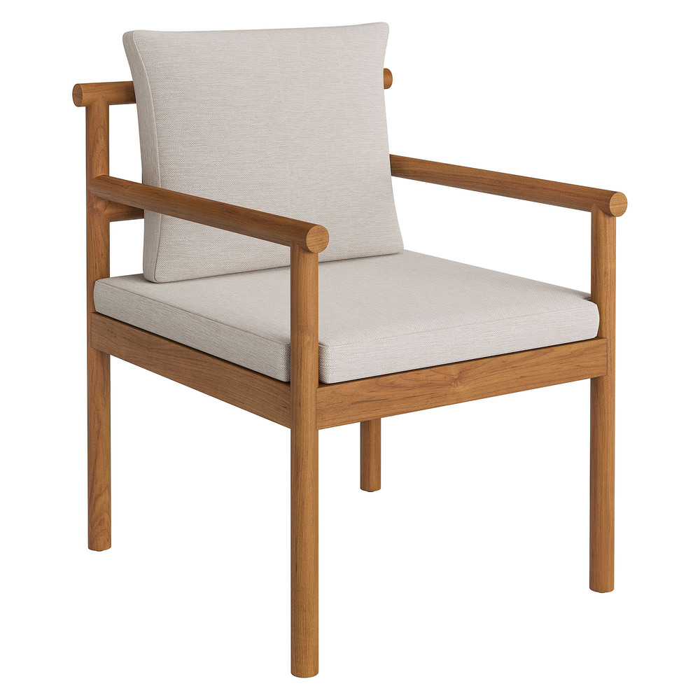 Eleni Outdoor Patio Teak Wood Rope Dining Chair in Natural Sail by Modway