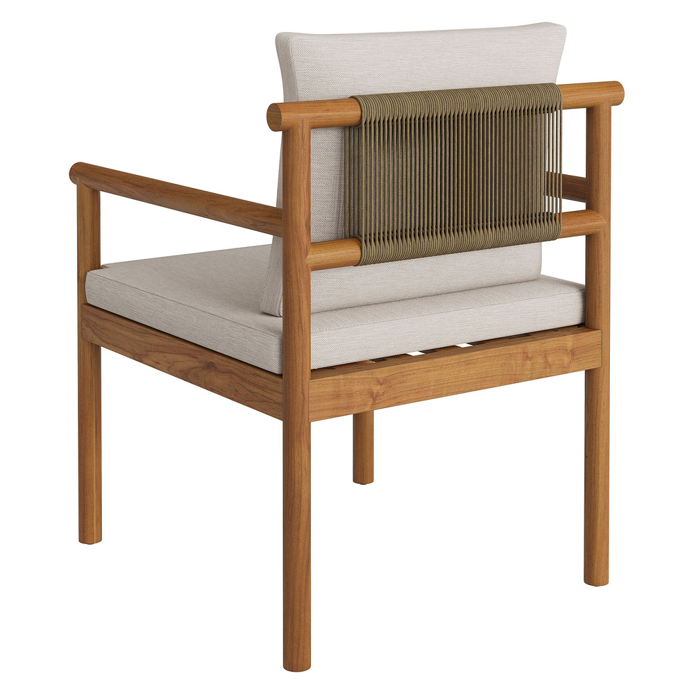Eleni Outdoor Patio Teak Wood Rope Dining Chair in Natural Sail by Modway - Image 5