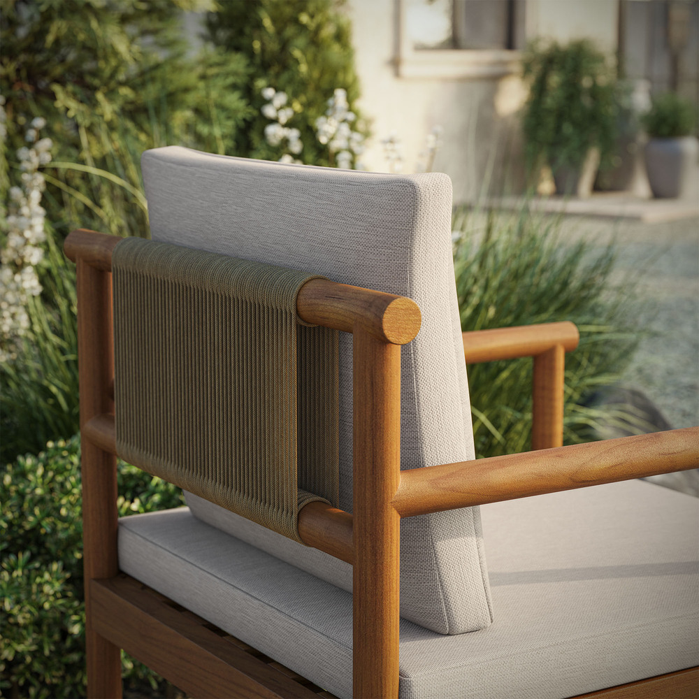 Eleni Outdoor Patio Teak Wood Rope Dining Chair in Natural Sail by Modway - Image 9