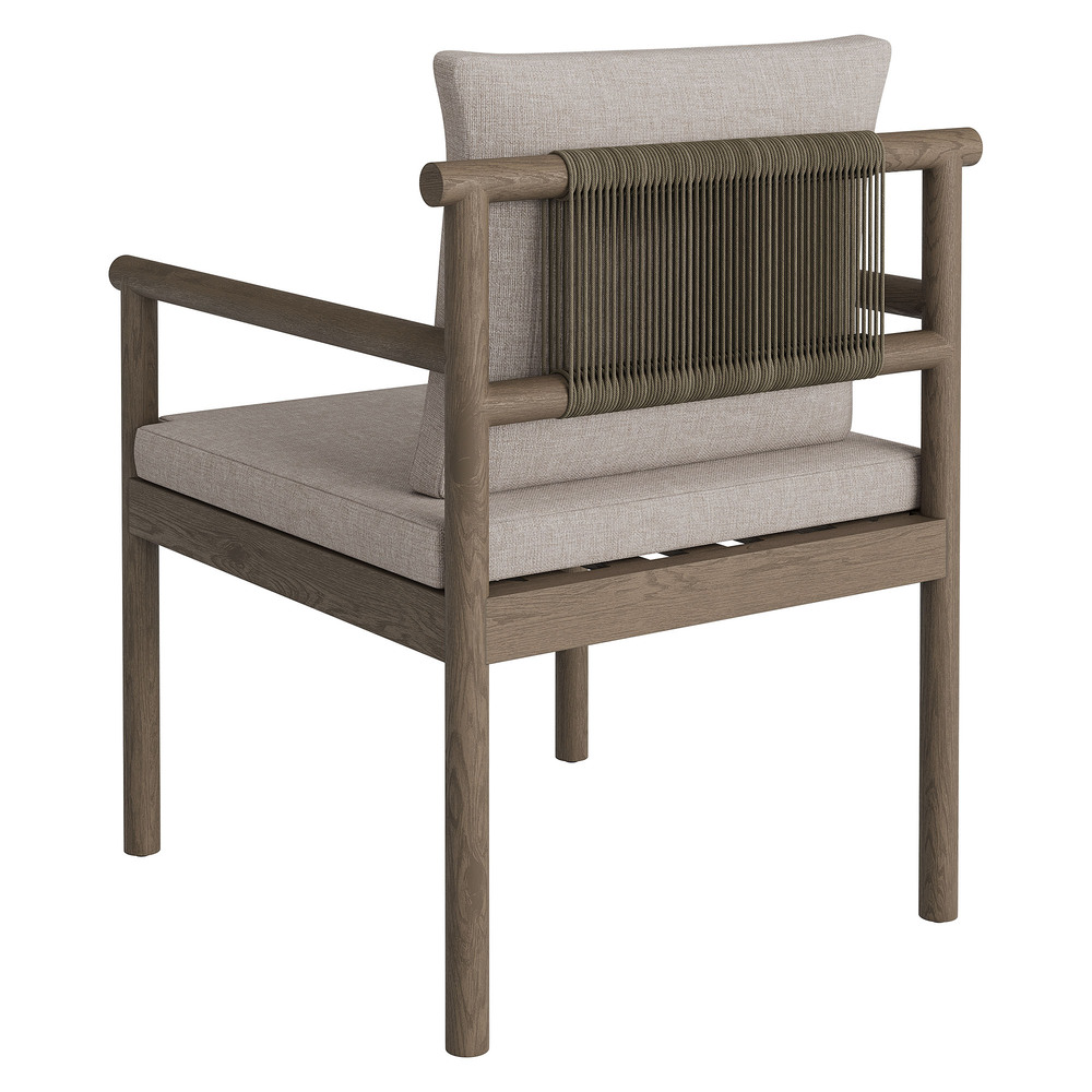 Eleni Outdoor Patio Teak Wood Rope Dining Chair in Weathered Gray Pebble by Modway - Image 5