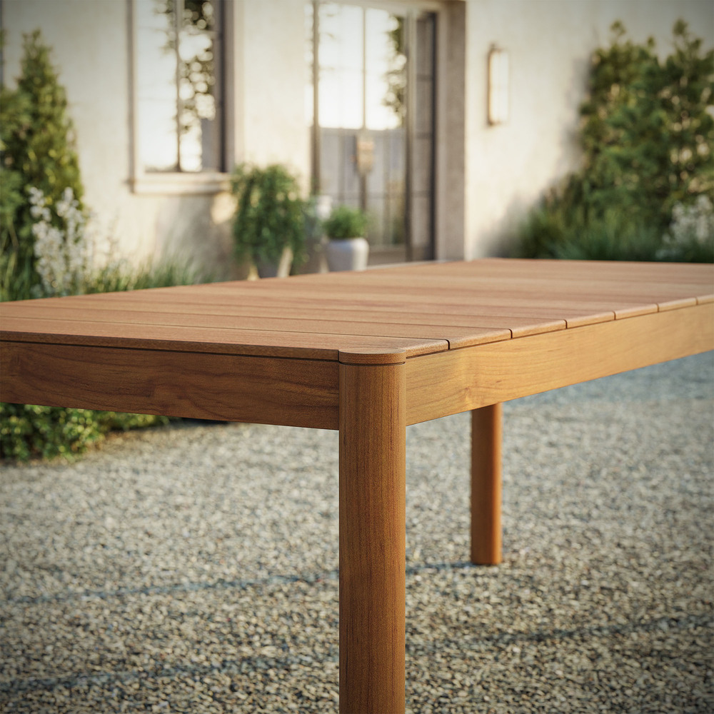 Eleni 89-Inch Outdoor Patio Teak Wood Dining Table in Natural by Modway - Image 9