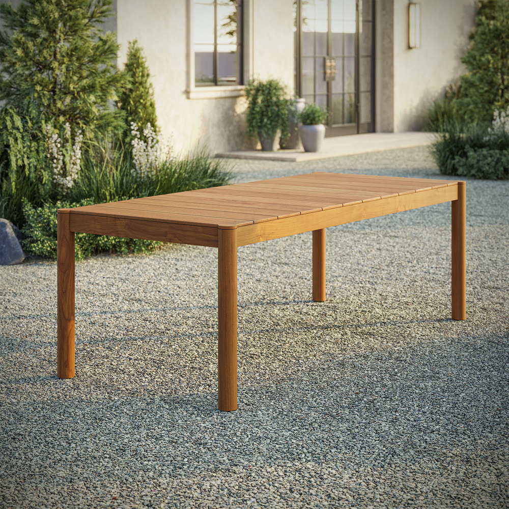 Eleni 89-Inch Outdoor Patio Teak Wood Dining Table in Natural by Modway - Image 8