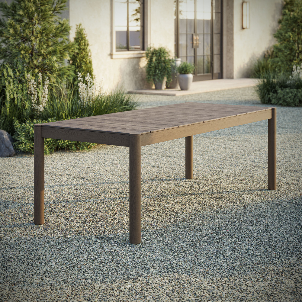 Eleni 89-Inch Outdoor Patio Teak Wood Dining Table in Weathered Gray by Modway - Image 8
