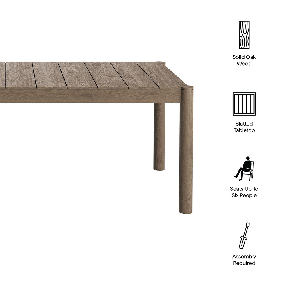 Eleni 89-Inch Outdoor Patio Teak Wood Dining Table in Weathered Gray by Modway - Image 2