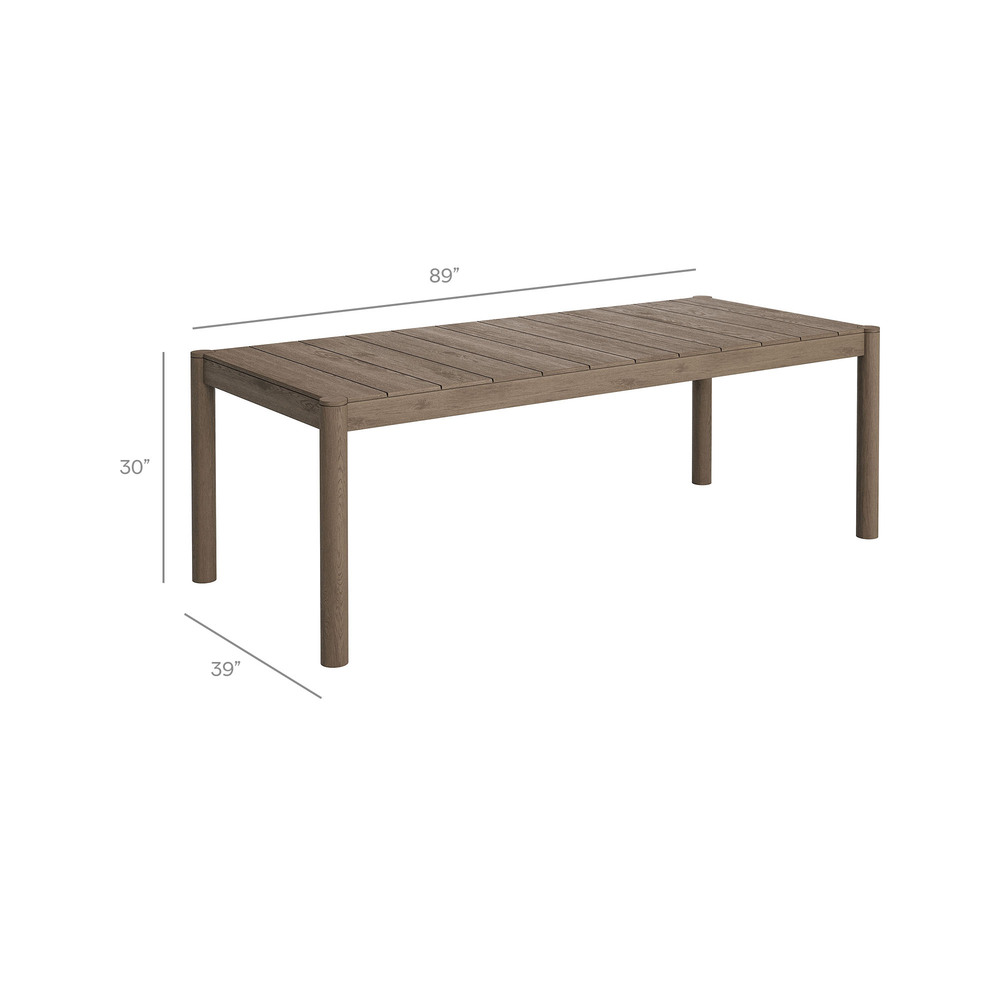Eleni 89-Inch Outdoor Patio Teak Wood Dining Table in Weathered Gray by Modway - Image 3