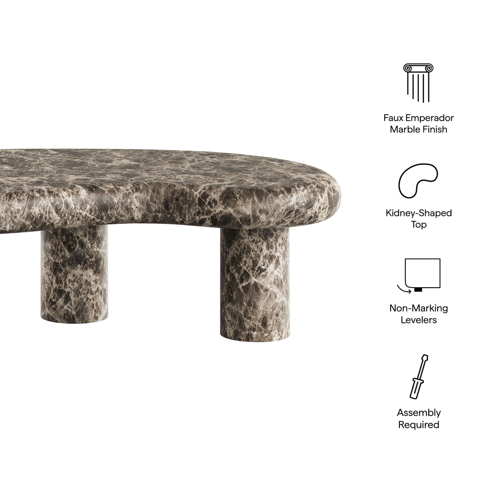 Elowen Outdoor Patio Faux Marble Coffee Table in Dark Emperador Marble by Modway - Image 2