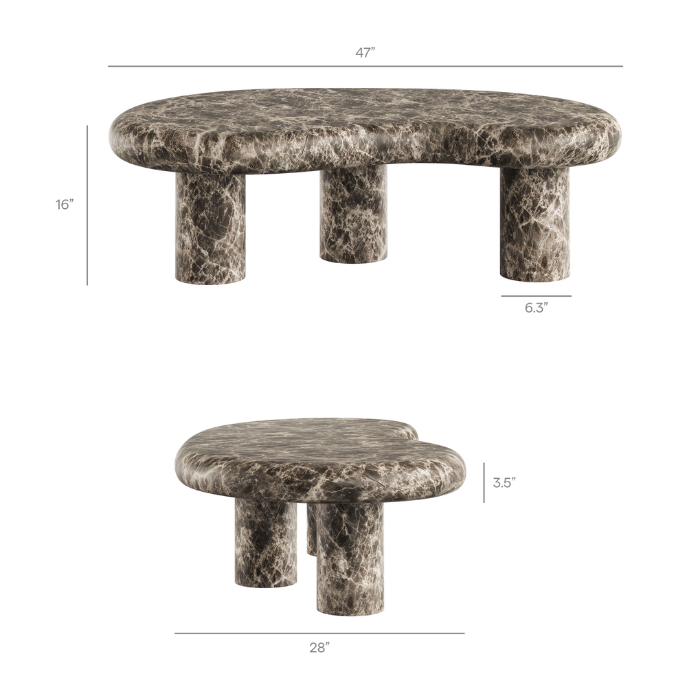 Elowen Outdoor Patio Faux Marble Coffee Table in Dark Emperador Marble by Modway - Image 3