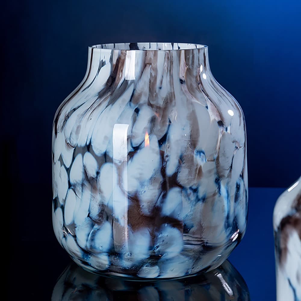 Pantea Lantern Glass Brown & White Smooth Vase by BIDKhome - Image 6