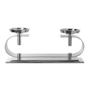 Twinson Candle Holder 2-Light Nickel Plated Silver by BIDKhome