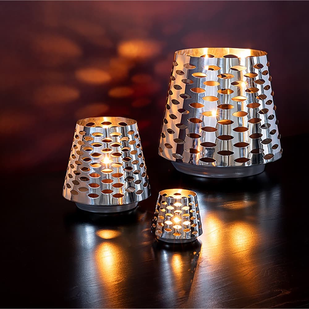 Luma Silver Stainless Steel Lanterns in 2 Sizes by BIDKhome - Image 2