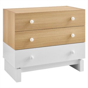 Nolia 3-Drawer Color Block Dresser by Modway in Oak White by Modway
