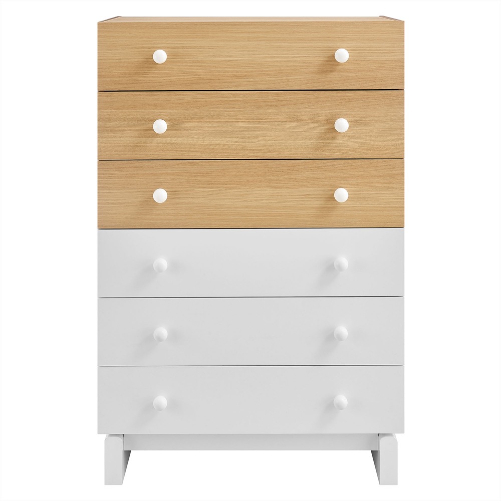Nolia 6-Drawer Color Block Dresser Chest by Modway in Oak White by Modway - Image 5