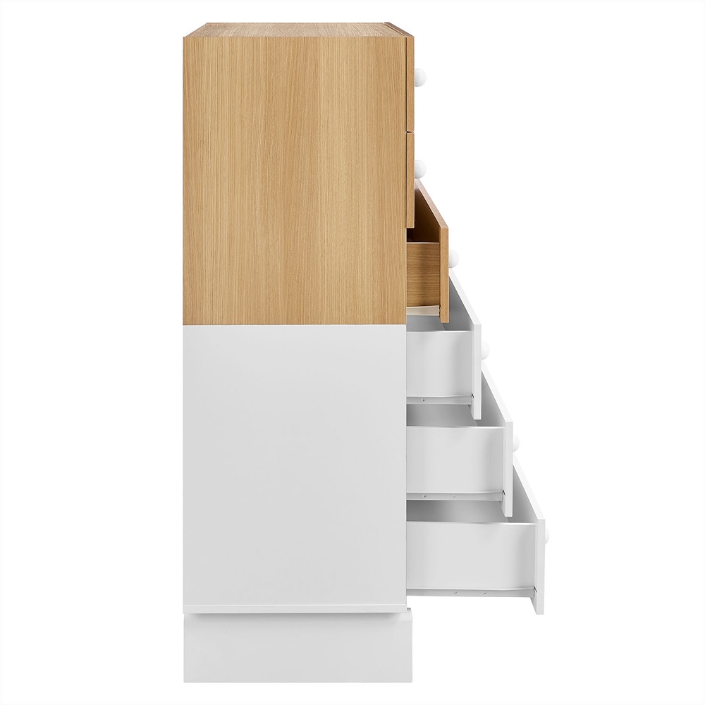 Nolia 6-Drawer Color Block Dresser Chest by Modway in Oak White by Modway - Image 6