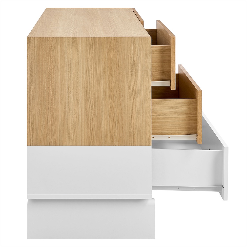 Nolia 6-Drawer Color Block Dresser in Oak White by Modway - Image 6