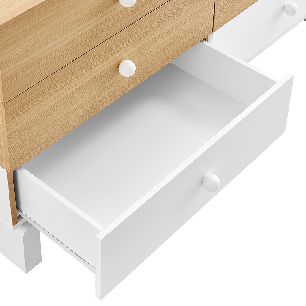 Nolia 6-Drawer Color Block Dresser in Oak White by Modway - Image 7