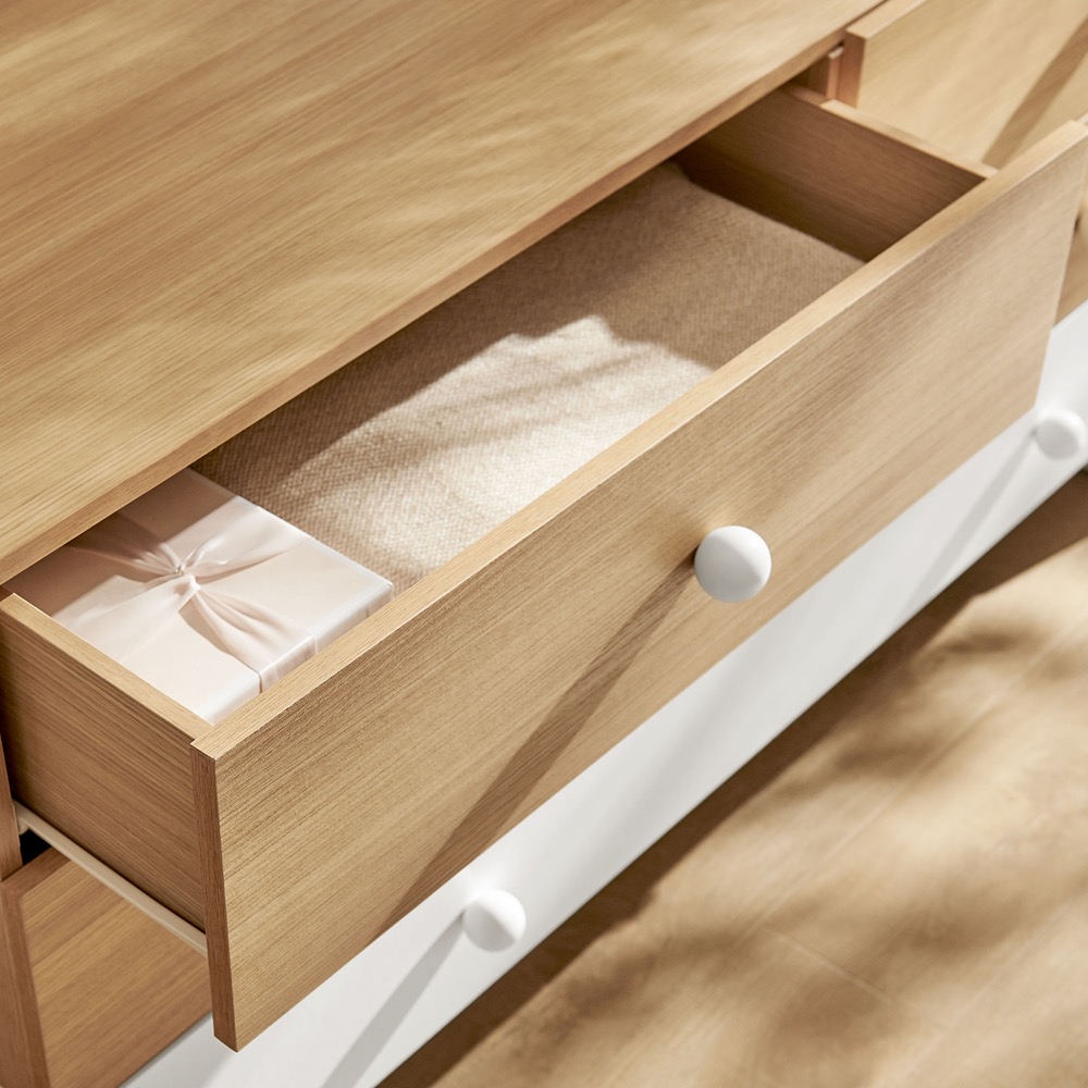 Nolia 6-Drawer Color Block Dresser in Oak White by Modway - Image 9