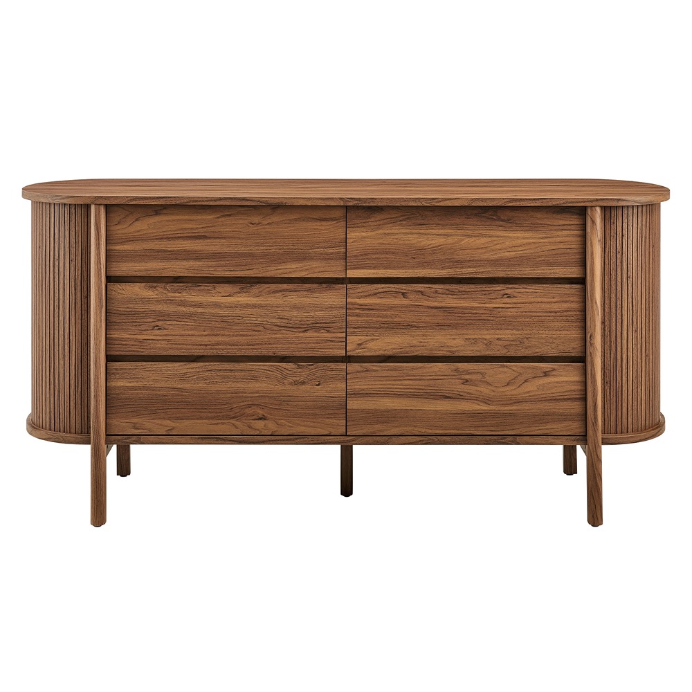 Cadence 6-Drawer Curved Dresser in Walnut by Modway - Image 6