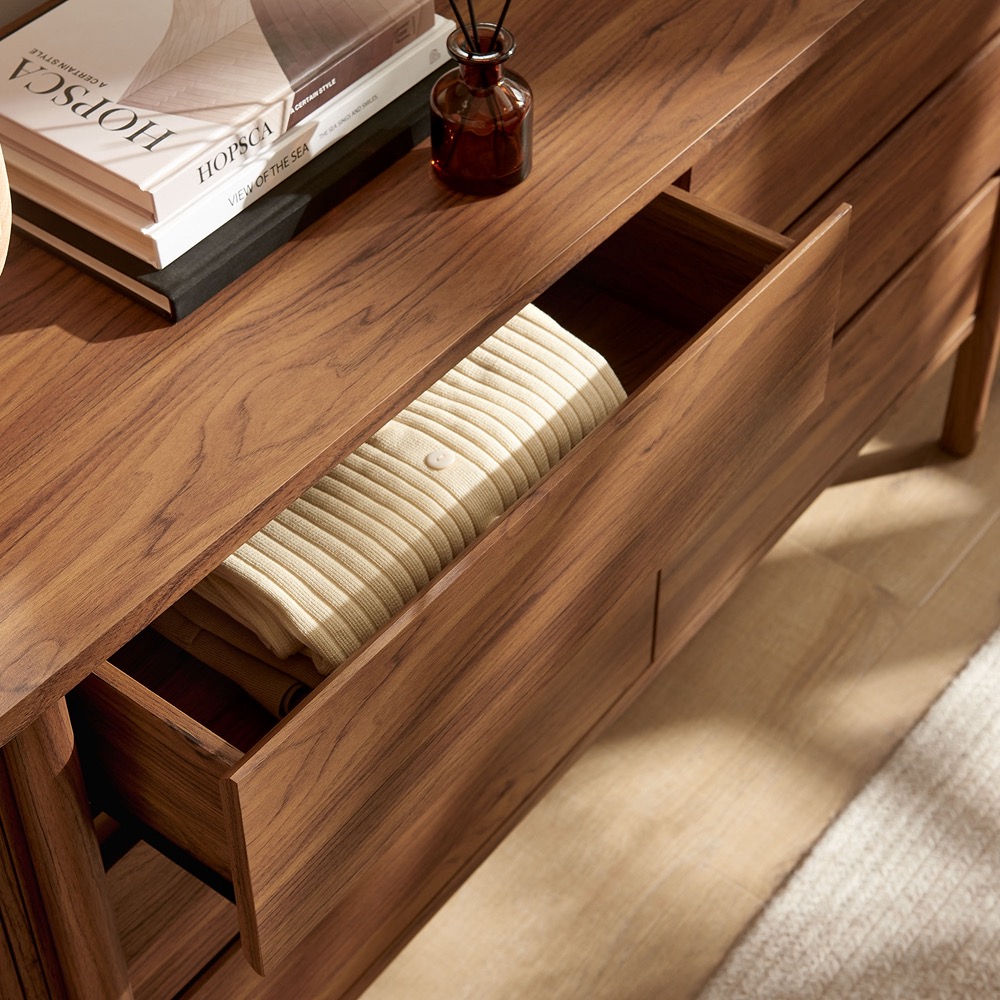 Cadence 6-Drawer Curved Dresser in Walnut by Modway - Image 9