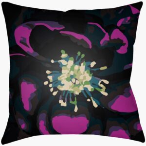 Abstract Floral Black Outdoor Pillow by Livabliss