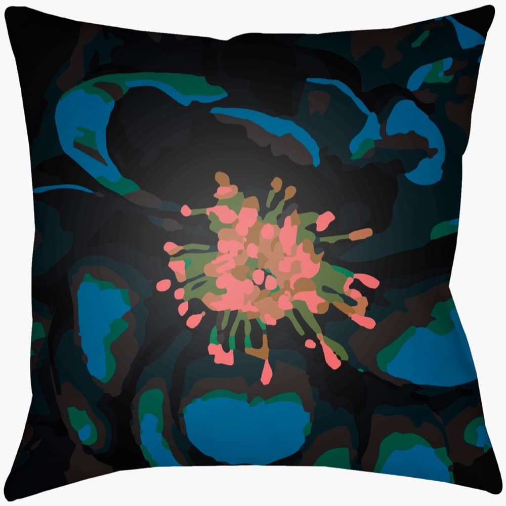 Abstract Floral Dark Brown Outdoor Pillow by Livabliss